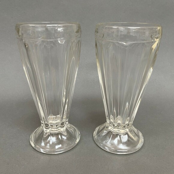 Sundae Glasses Water Tumblers Clear Glass 7 5/8" high Lot of 2 - Picture 1 of 5